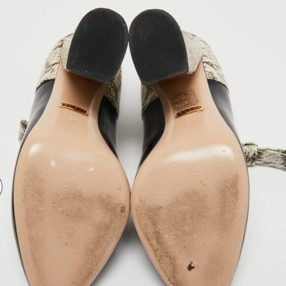 Gucci Tricolor Leather Snakeskin Nimue Mary Jane Pumps Heels. EU 38 (US 8) - Picture 7 of 9